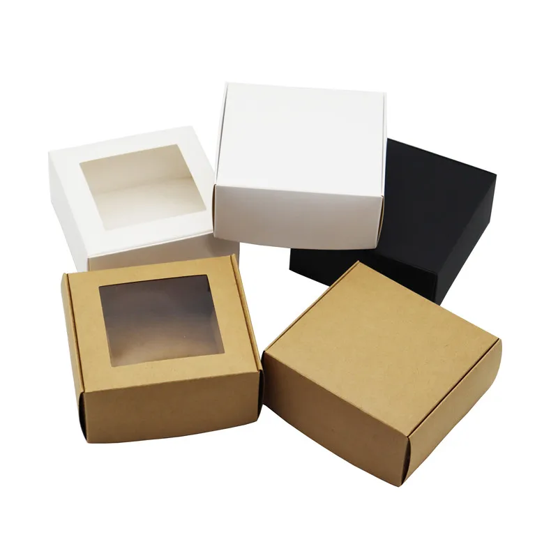 

50pcs Blank Kraft Paper Handmade Soap Box Cardboard Paper Jewelry Box Wedding Party Favor Black Craft X-mas Gift Cosmetic Boxes