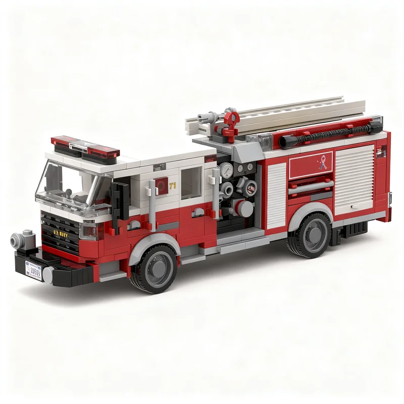 508pcs MOC US Navy Pierce Saber Fire Truck Engine 71 Model Building Blocks Construction Toys Christmas Gift Idea Education Craft