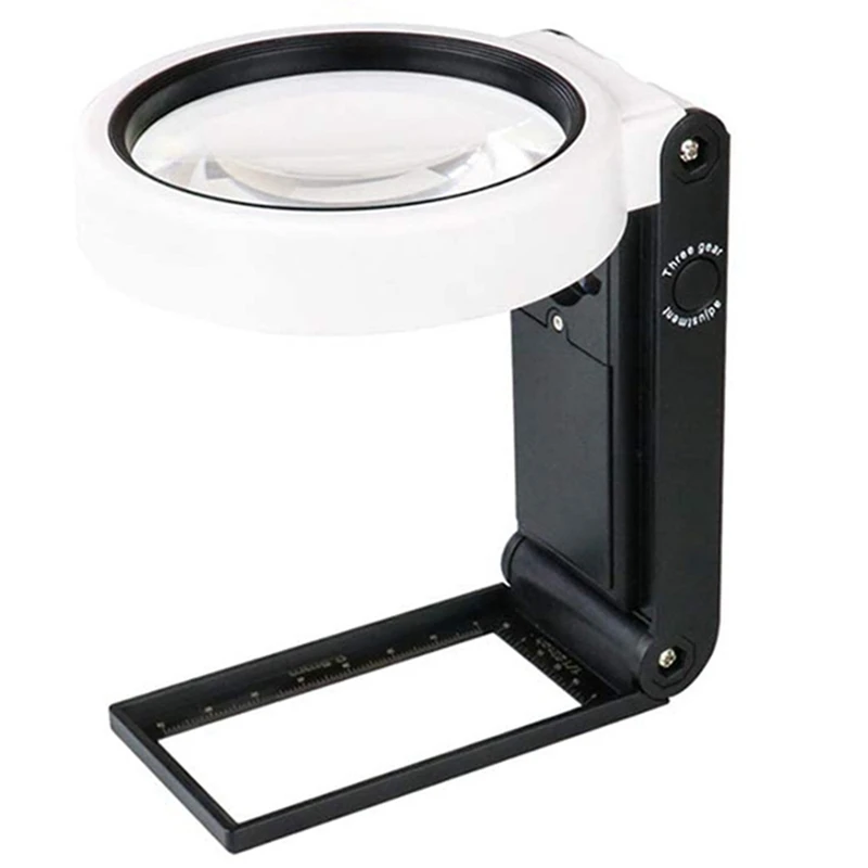 Magnifying Glass With Light And Stand, Hands Free Handheld 6X 25X Adjustable Folding Magnifier With Led Lighted