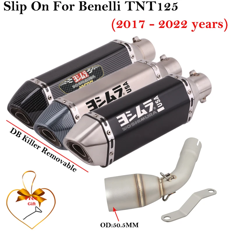 Slip On For Benelli TNT125 TNT135 2017 - 2022 Years Motorcycle Exhaust Escape Systems Wiht Mid Link Pipe Moto Muffler DB Killer