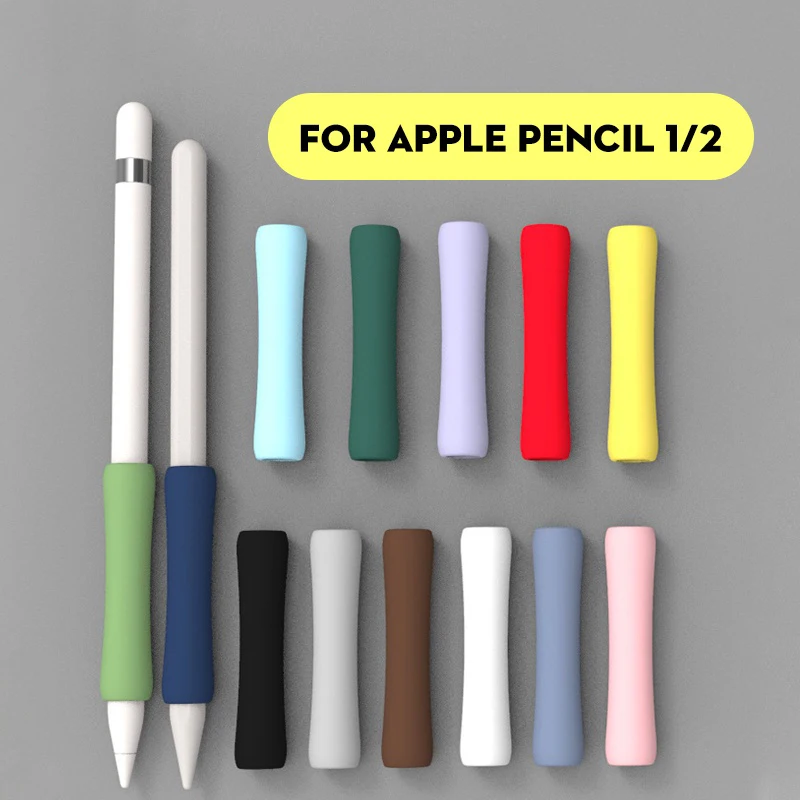 Estojo protetor de silicone macio, aperto antiderrapante, Pencil Grip para Apple Pencil 1/2 compatível, transporte rápido