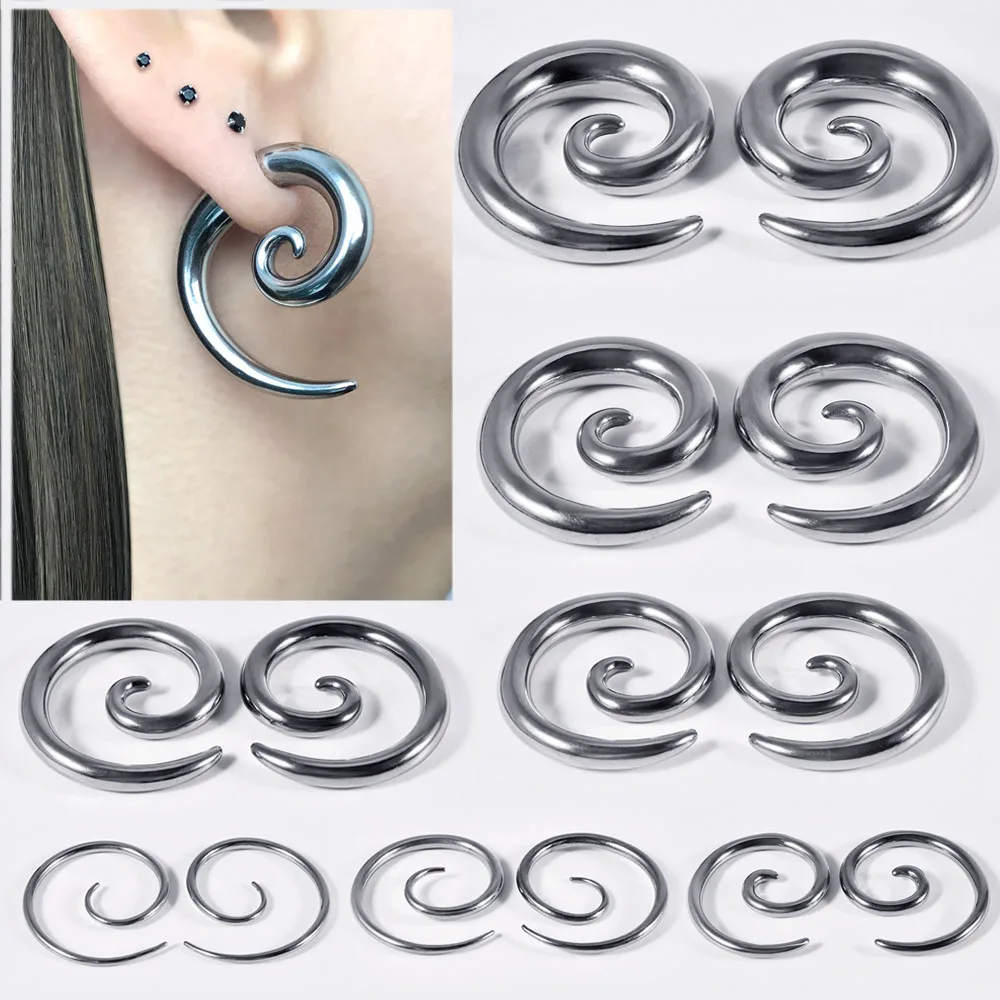1PC Stainless Steel  Spiral Ear Weights Ear Expander Twist Ear Plugs Stretching Tapers Ear Gauges Piercing Jewely
