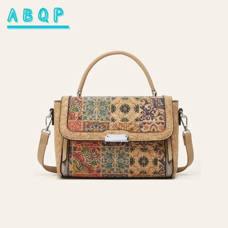 New Women's Shoulder Bag Retro Ethnic Style Women's Handbag High Quality Bark Pattern Fashionable Women's Shoulder Crossbody Bag