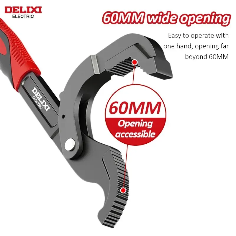 DELIXI ELECTRIC Adjustable Wrench,8-22mm/22-32mm/13-30mm/30-60mm Large Opening Universal Wrench Fast Multi-Function