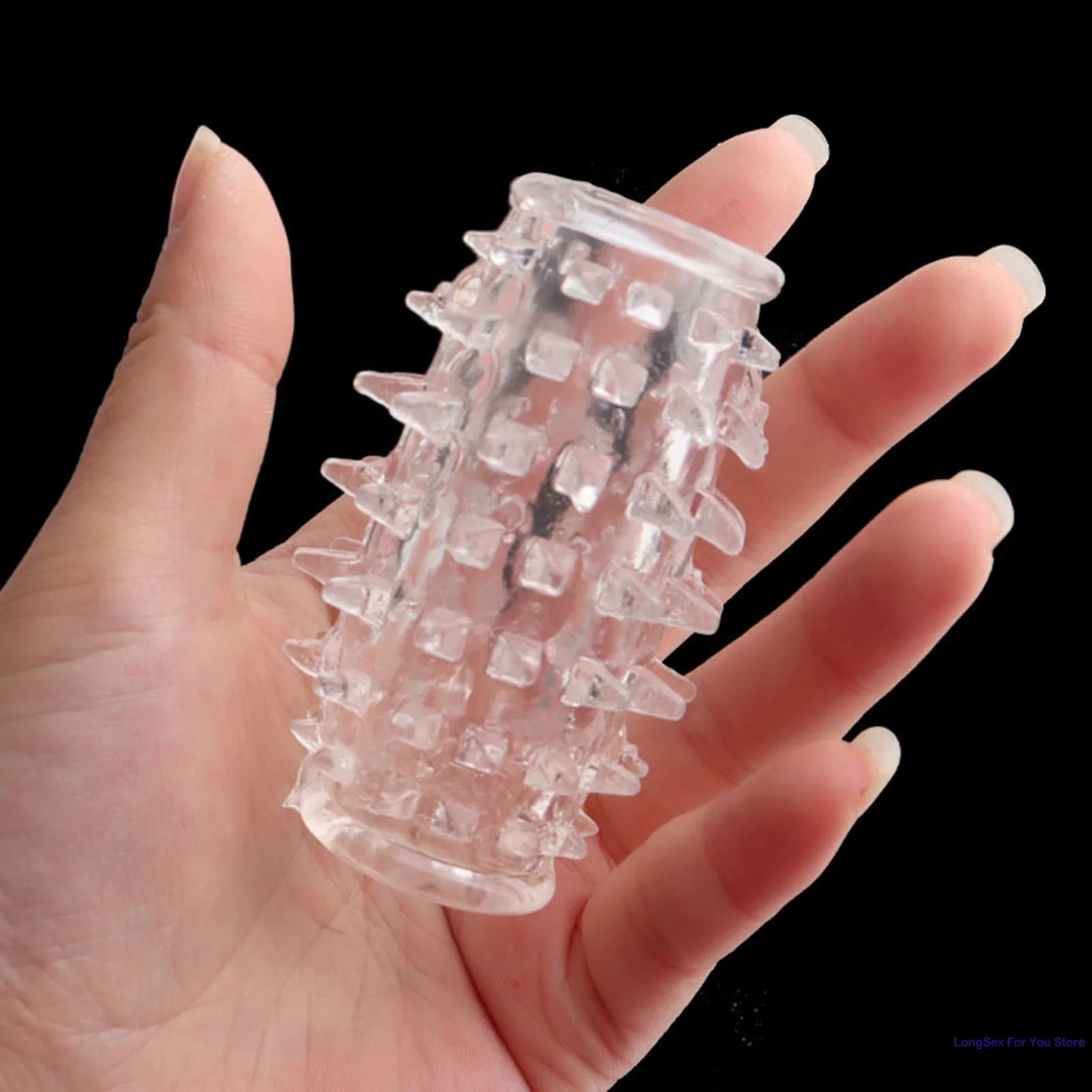 Dotted Penis Sleeve Extension Cock Ring Sex Toys For Men Spike Particles Clitoral Stimulation Enlargement Penis Ring Sex Product