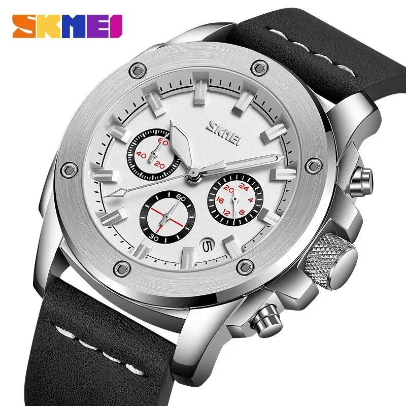 

SKMEI 9327 Fashion Luxury Quartz Watch Men's Leisure Waterproof Calendar Chronograph Belt Clock Business Mens Watch reloj hombre