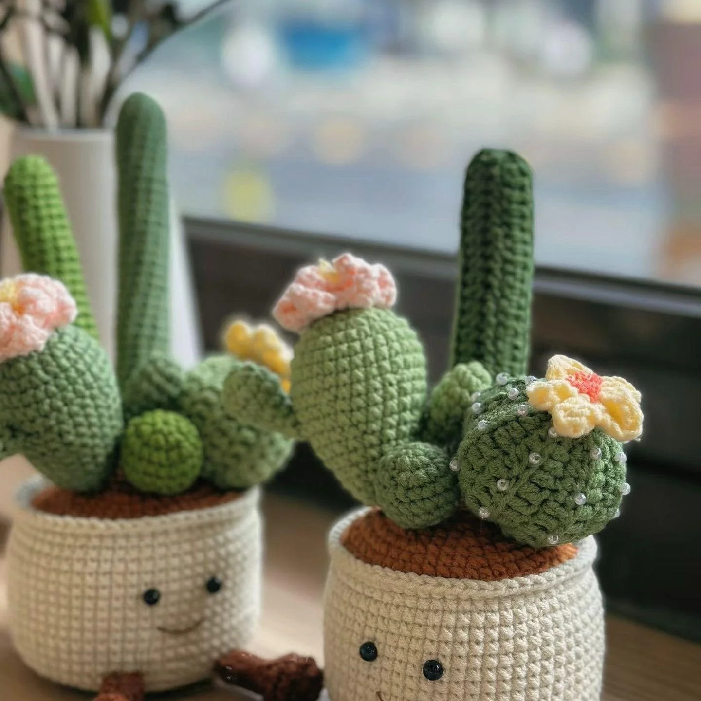 Handmade Cactus Plant DIY Material Kit Crochet Doll Desktop Ornament Best Friend Gift Yarn Craft Supplies Combination Pack