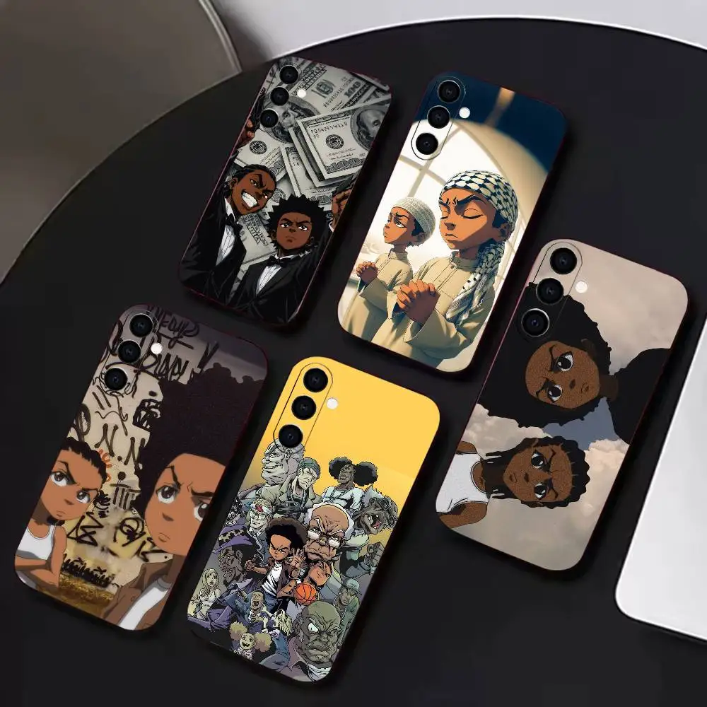 T-The B-Boondocks Riley&Huey CP  Phone Case For Samsung A72,A71,A72,A70,A53,A52,A51, Black Soft Cover TPU