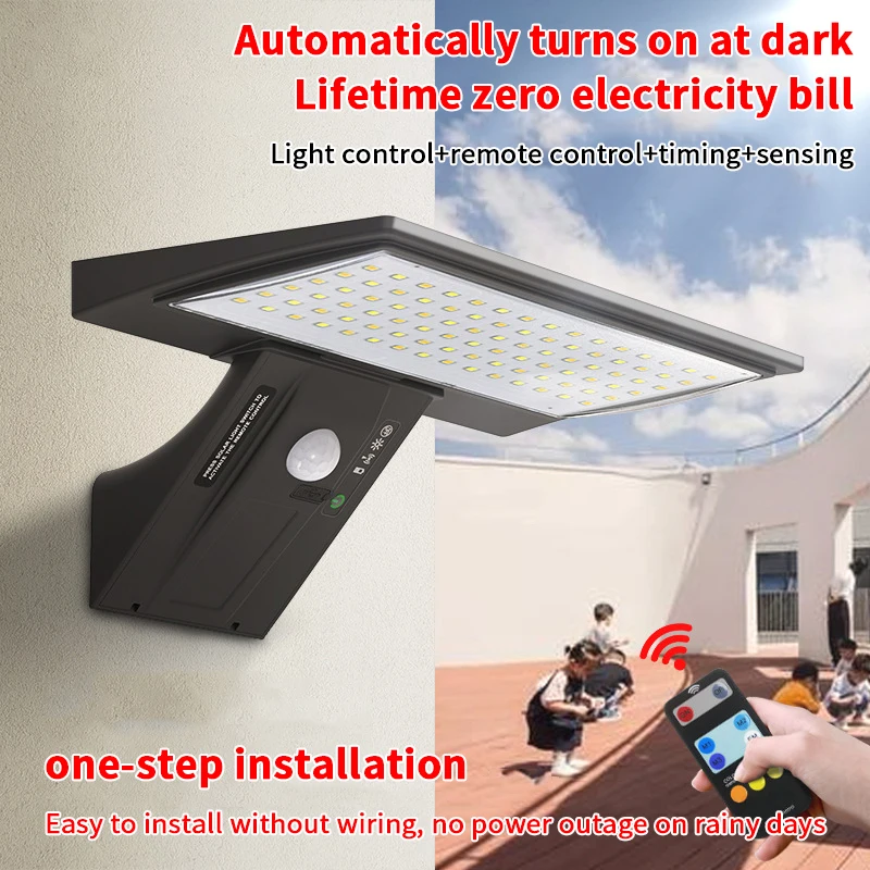 

Для крыльца, двора, сада, солнечные наружные фонари, датчик движения с управлением, 90 светодиодов, 3 цвета, 4 режима, водонепроницаемый свет безопасности, прожектор