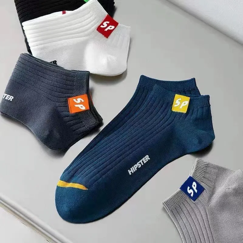5 Pairs Men's Socks High-Quality Spring and AutumnThickened Breathable Boat Socks Low Cut Shallow Mouth Socks Men's Casual Socks