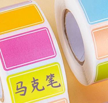 500 Uds. Etiquetas autoadhesivas coloridas pegatinas adhesivas duraderas impermeables etiqueta adhesiva en blanco papelería pegatina de nombre rectangular