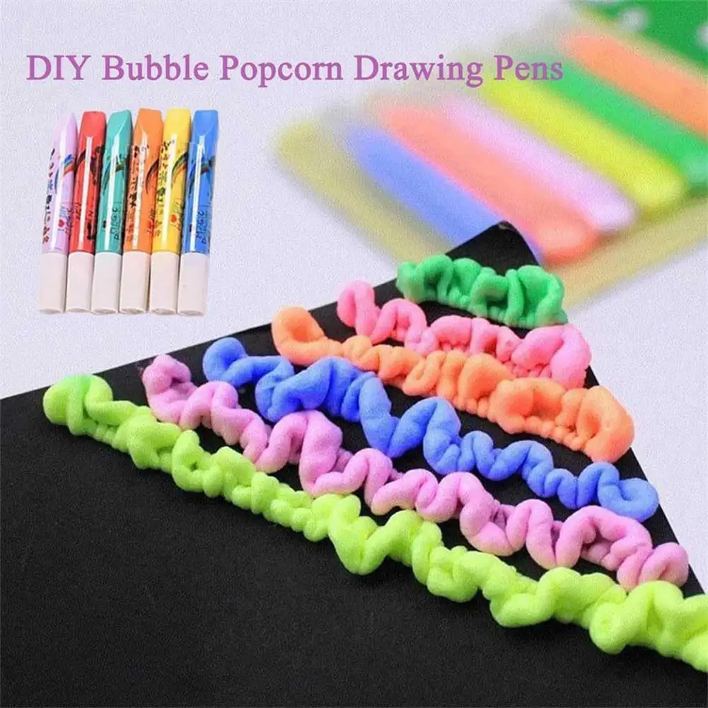 Puffy Pen Set Puffy Drawing Pen Vibrant 3d Printing Art Kit 12pcs Puffy Pen Diy Bubble Popcorn Color Paint Drawing for Birthdays