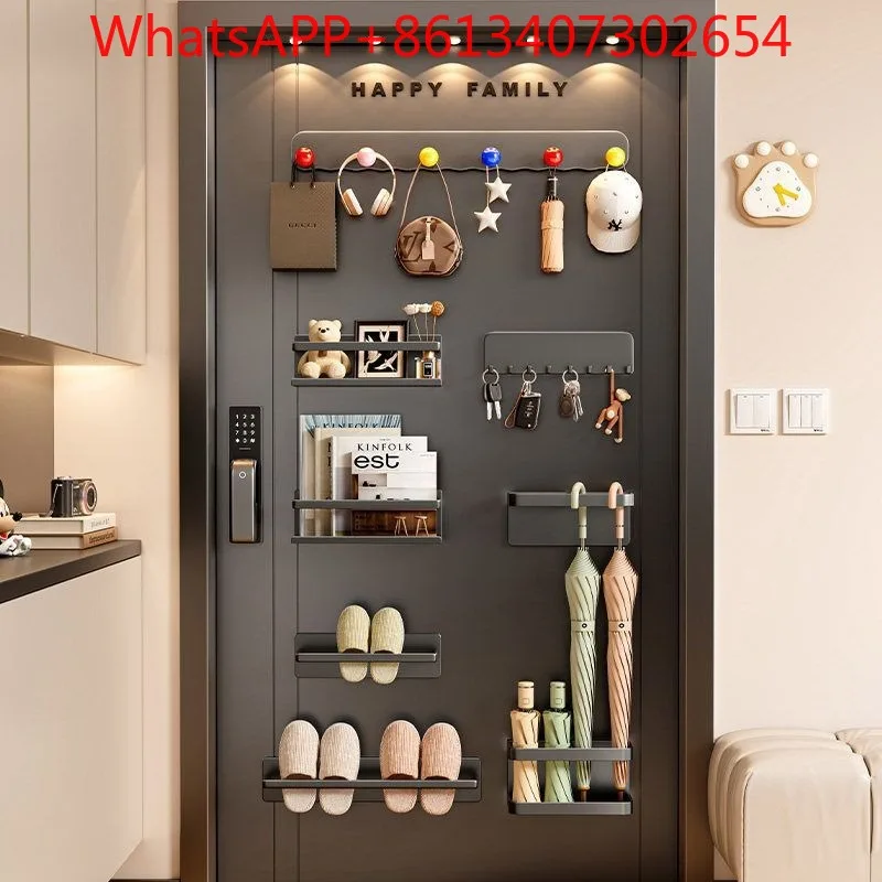 Magnetic rack behind the door Entry porch Storage key Clothes hook Wall hanging Slippers Umbrella rack (1pcs)