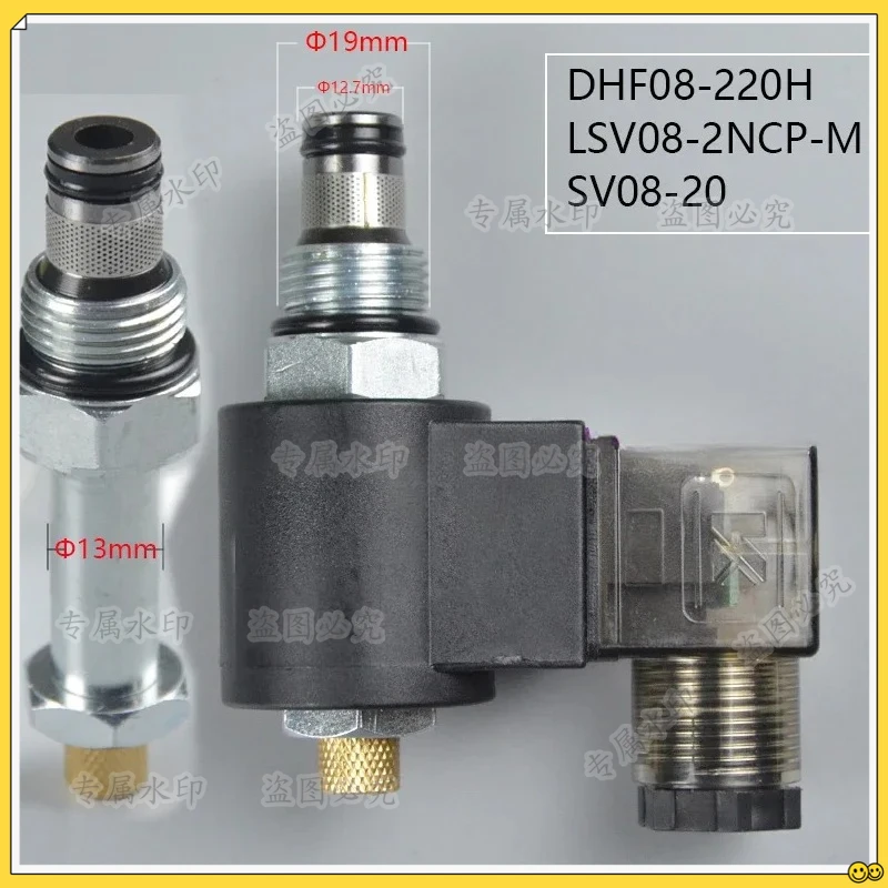 Hydraulic Threaded Cartridge Solenoid Valve 2 Position 2 Way Normally Closed DHF08-220H LSV08-2NCP-M DC12V/DC24V/AC220V 250bar
