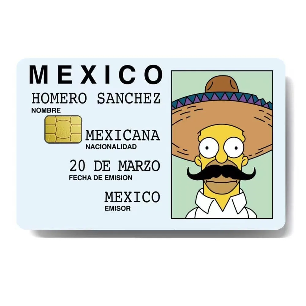 Fashion Matte Sticker HOMERO SANCHE Mexican Express with Anime Characters Debit Card Sticker for Bank Credit Debit Card Gifts