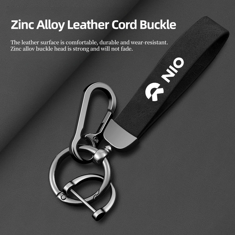 1pc Car Leather Keyring Metal Keychain Accessories Key Case For Nio ES6 EC6 ES8 ES7 ET5 ET7 EP9 EVE 2021 2022 2023