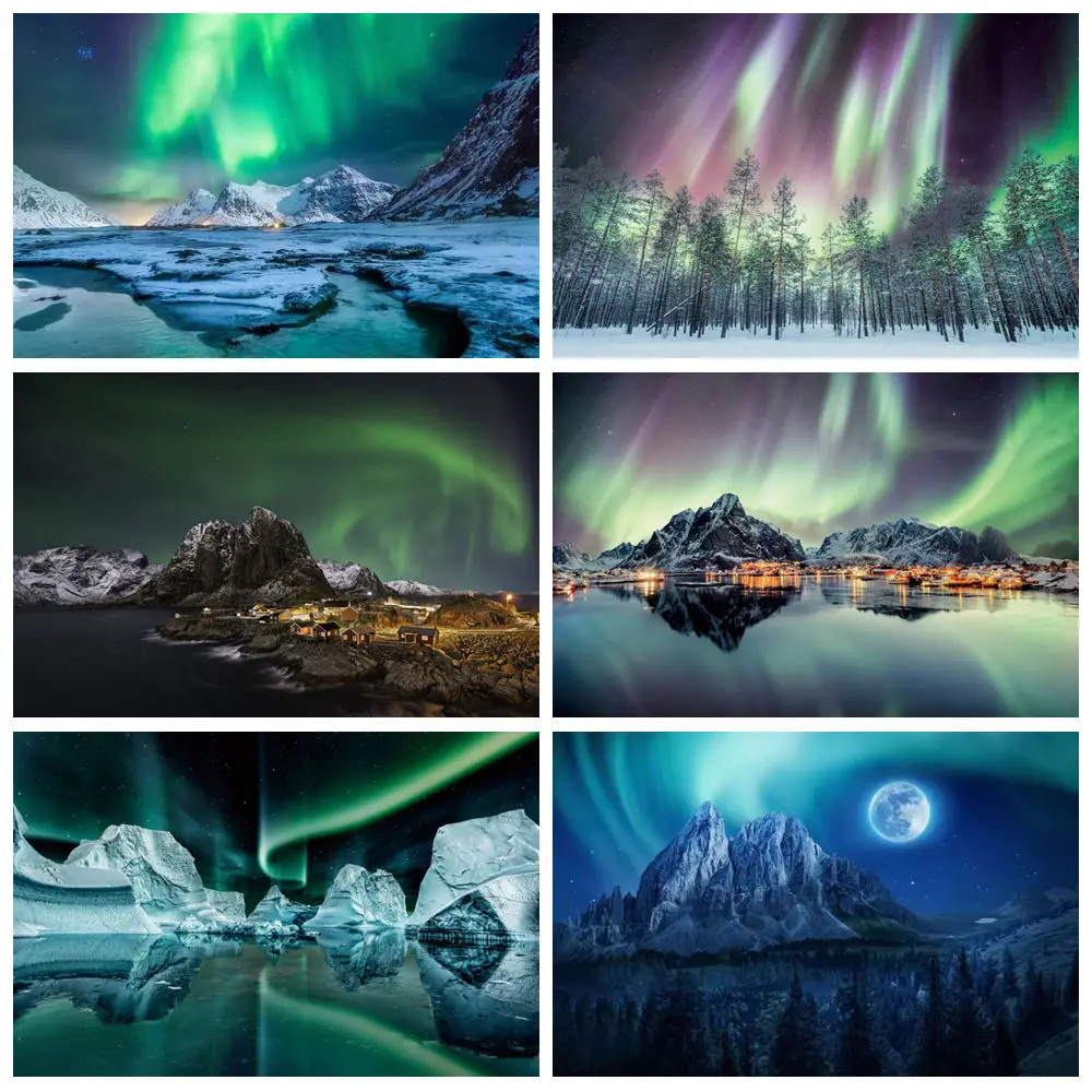 Iceland Aurora Borealis Landscape Poster and Prints Northern Polar Lights Nature Canvas Wall Tapestry Art Picture for Home Decor