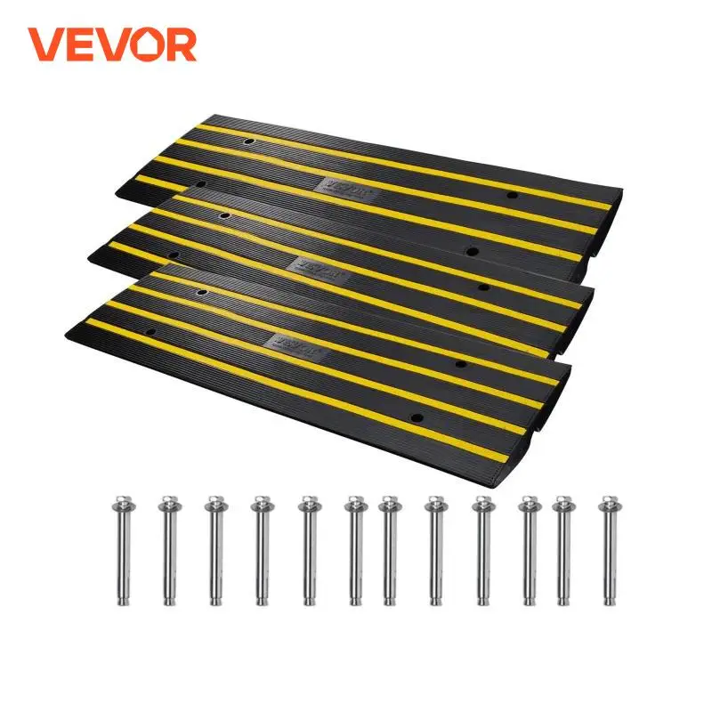 VEVOR 1/2/3 Packs Cable Protector Ramp Curb Rubber Driveway Threshold Bridge Expandable Ramps for Loading Dock Garage Sidewalk