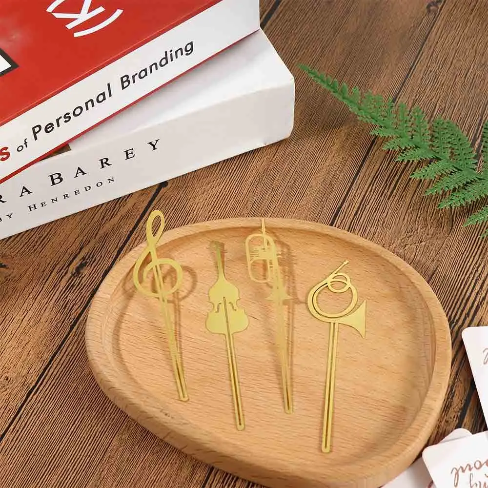Cute Gold Book Mark Office Supplies Stationery Paper Clips Violin Book Markers Music Book Marker Musical Instruments Bookmark