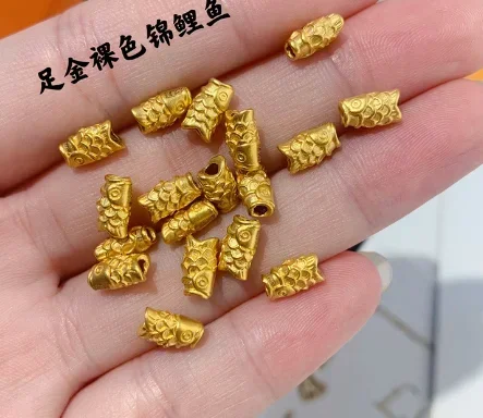 Glod 3d hard  charms 24k pure  fish 999  accessories for bracelet  diy beads