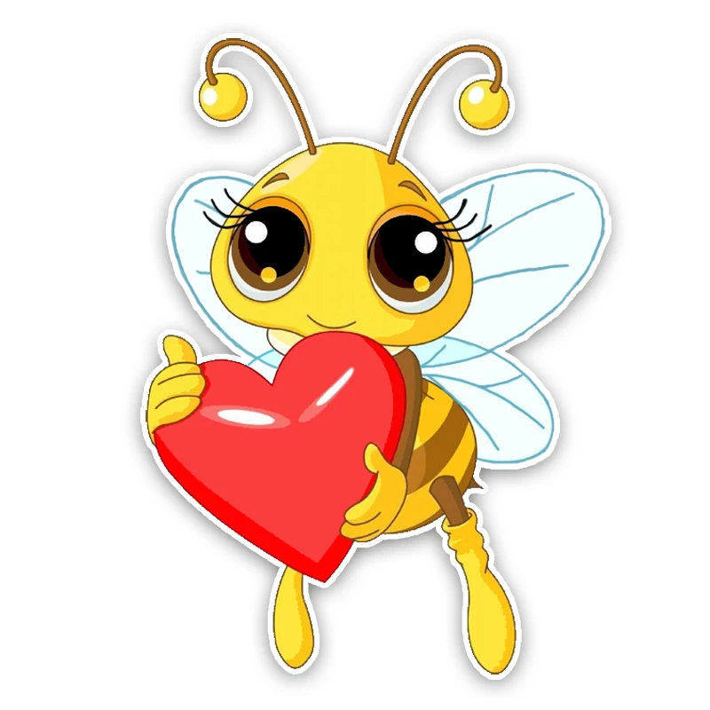F401# Car Sticker Interesting Lovely Cartoon Love Heart Bees Waterproof PVC Graphic Decoration Decal Cover Scratches