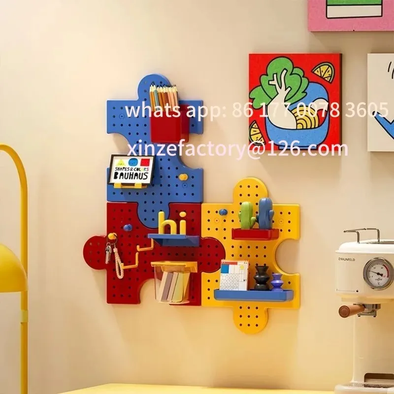 

Customizable Wall-Mounted Pegboard Storage Box Hole Plate Drill-Free Dopamine Color Puzzle Organizer Student Desk Stationery