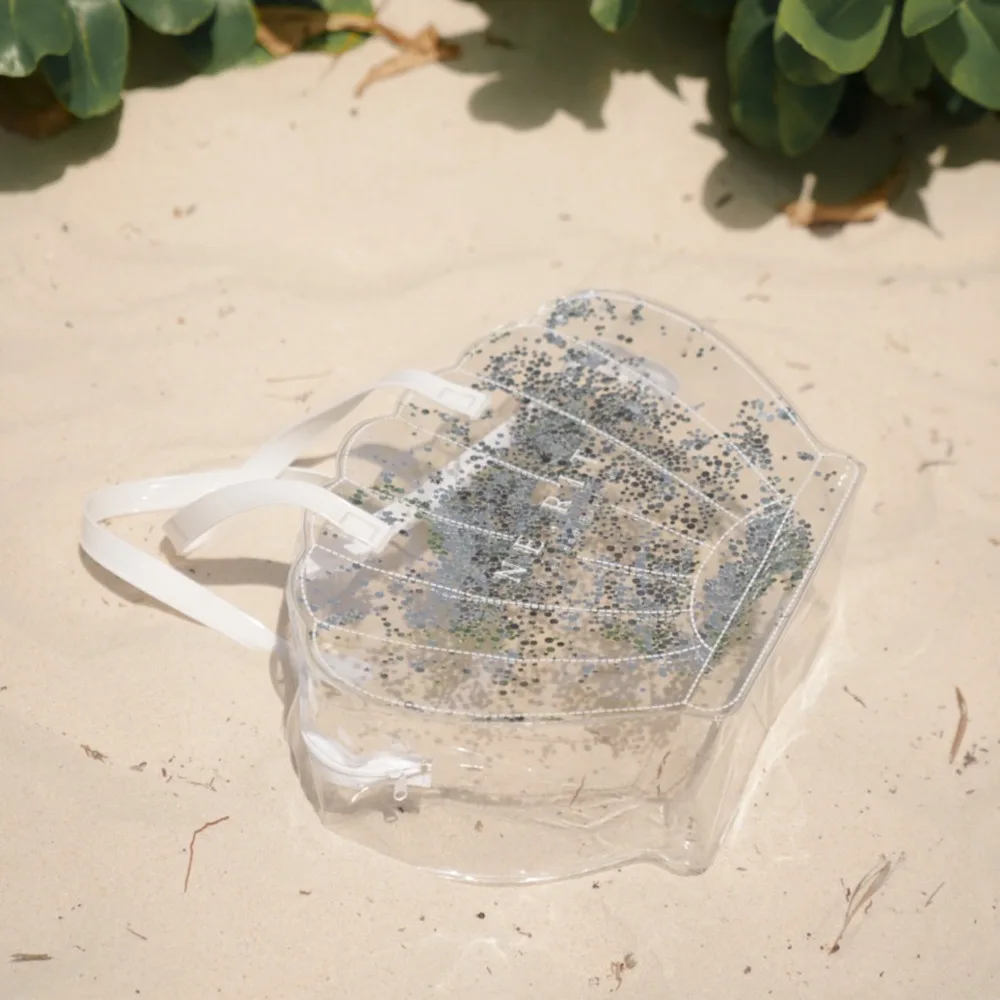

PVC Sequin Beach Bag Large Capacity Cosmetic Bag Shell Shape Handbag Beach Organizer Seaside Swimming Storage Bag Training