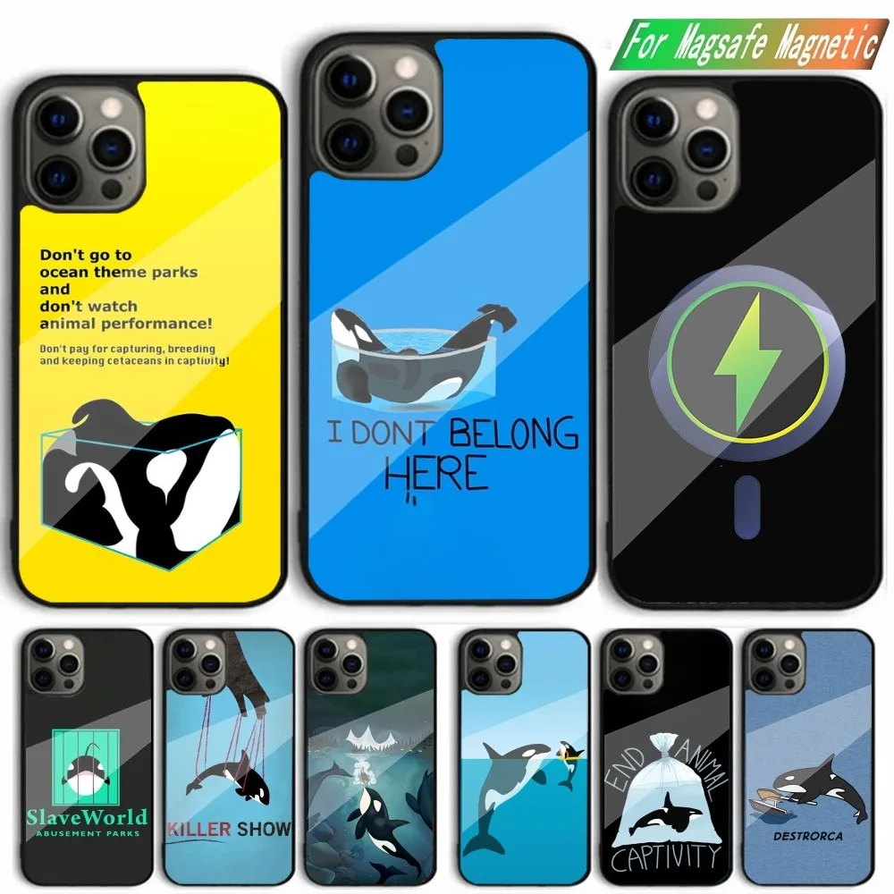 Killer Whale Orca Animal Phone Case For iPhone 15,14,13,12,11,Plus,Pro,Max Mini Magsafe Magnetic Wireless Charging