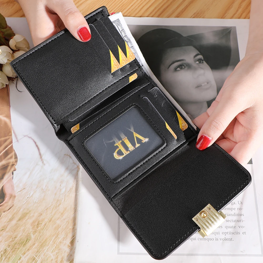 

Women'S Short Wallet Glossy Vintage Leather Purse Coin Purse High-End Female Card Holder For Evening Out Office Shopping