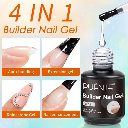 Imagen 2 del producto Gel de uñas 4 en 1 de 15ML para extensión rápida, refuerzo de uñas, esmalte de Gel UV de construcción, barniz semipermanente para decoración de uñas
