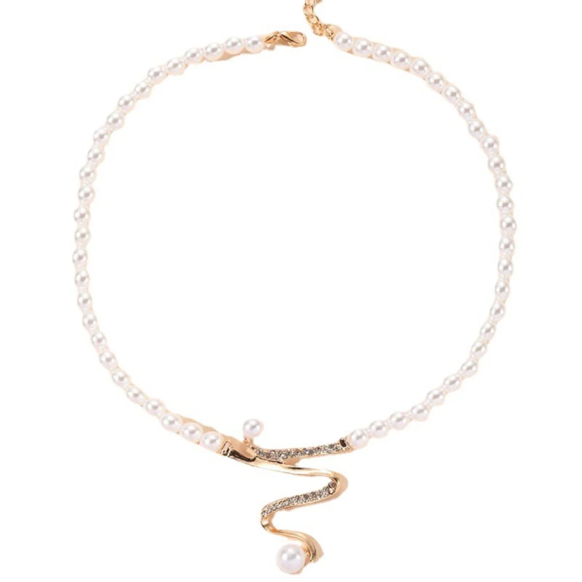 1Set New Women Bridal Wedding Party imitation Pearl Rhinestone Necklace Earrings Jewelry Set image 2