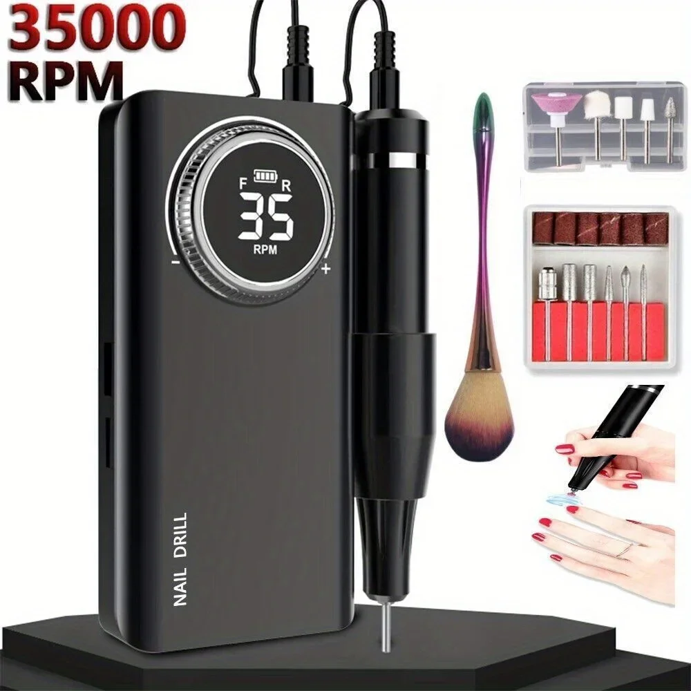 Pro 35000RPM 충전식 전기 네일 드릴 머신 휴대용 매니큐어 페디큐어