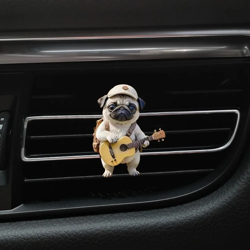Durable Cute Pug Car Air Freshener Fresh Scent Fun Style Car Vent Clip Long-Lasting 2D Aromatherapy Diffuser Auto Decoration