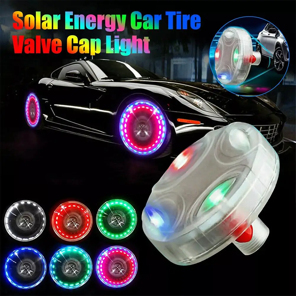 Car Tire Valve Light Motorcycle Hub Solar Powered Decorative High Hot Wheel Light Colorful Led Light Brightness Waterpr Fla R9B2