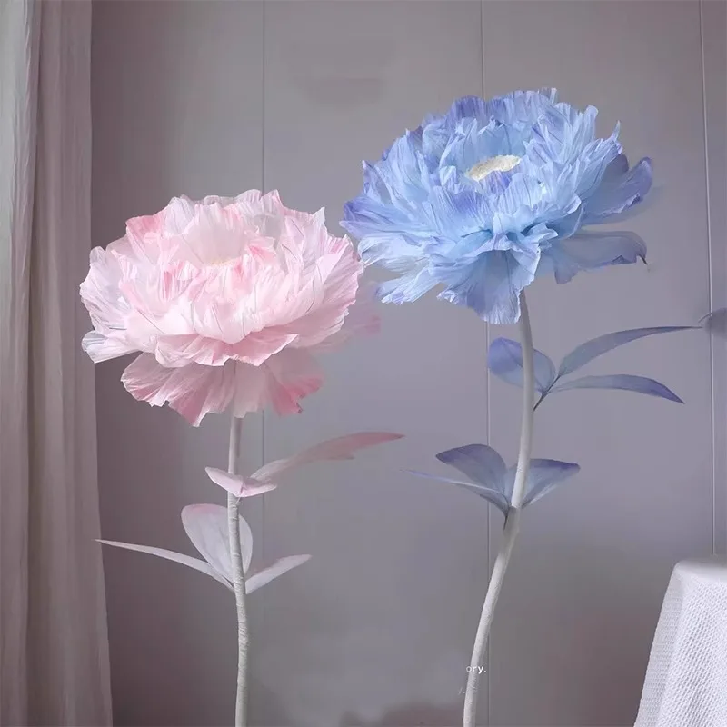 Waterproof Oversized Pink Silk Mesh Peony, Giant Simulation Flower for Outdoor Wedding, Shop Window & Internet-Famous Photo Prop
