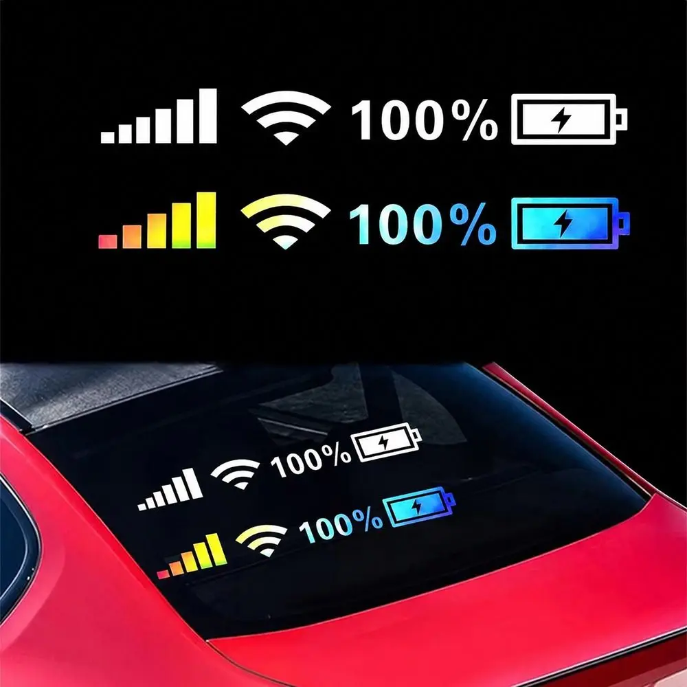 5Pcs PVC Car Reflective Sticker Waterproof Wi-Fi Signal Pattern Windshield Decal Reflective Finish Car Decoration Sticker