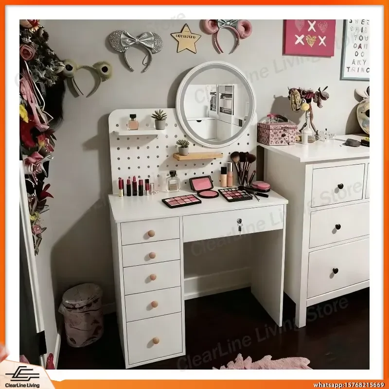 Elegant White Vanity Table with Mirror and Storage Drawers Makeup Desk for Bedroom Small Space Friendly Holiday Gift