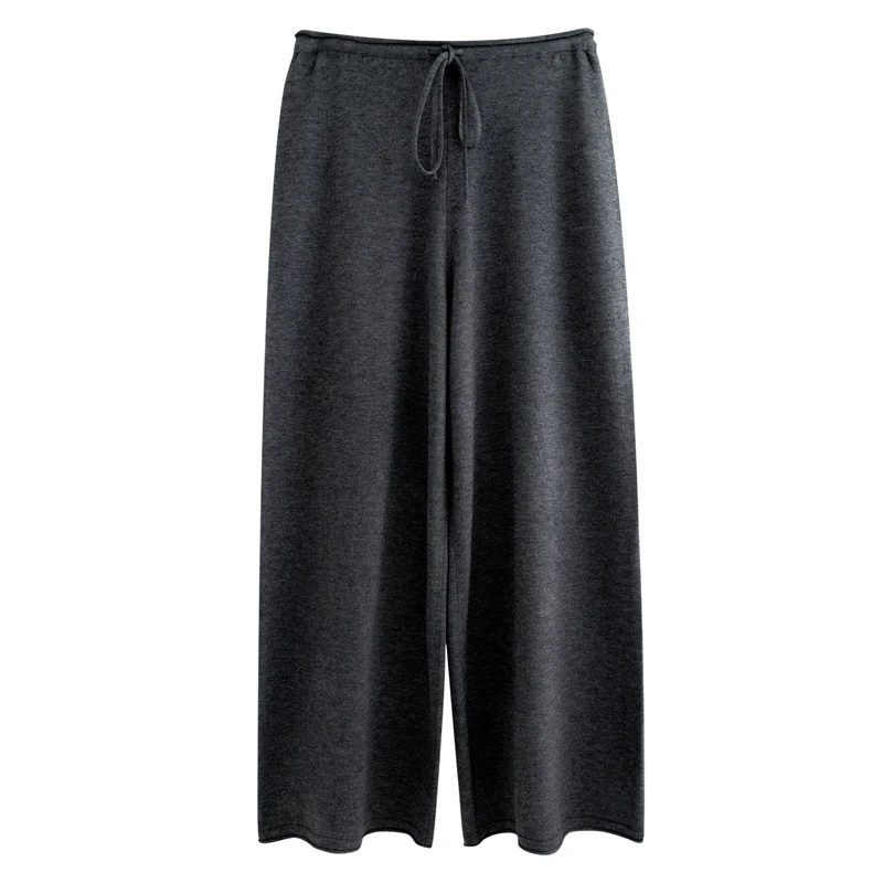 Autumn winter new women's elegant knitted imitation wool tight pants jacket fashionable casual straight leg elastic rope pants