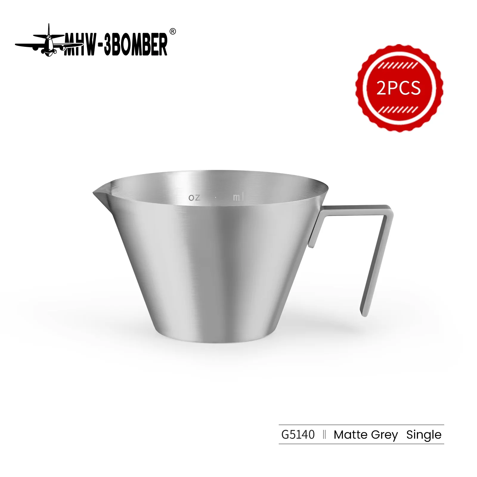MHW-3BOMBER 100ml RVS Espresso Maatbeker Enkelvoudige Tuit Shotglas Duurzaam Barista Gereedschap met Precieze Schaalverdeling