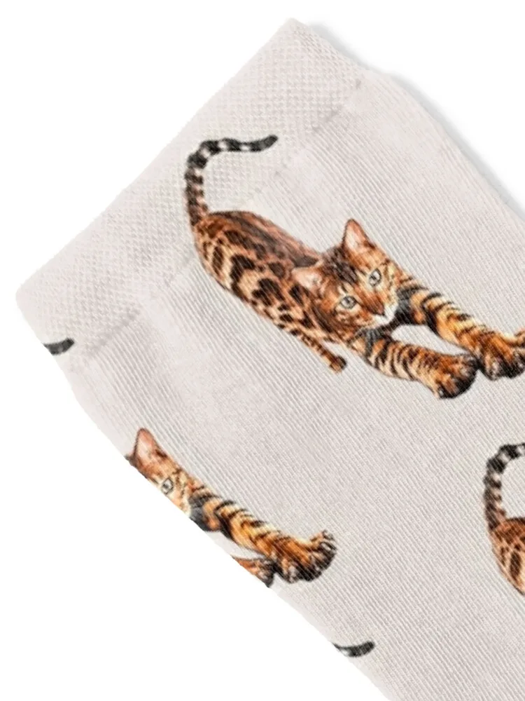 Bengal Cat Stretching Socks Run professional running loose crazy Socks For Girls Men's