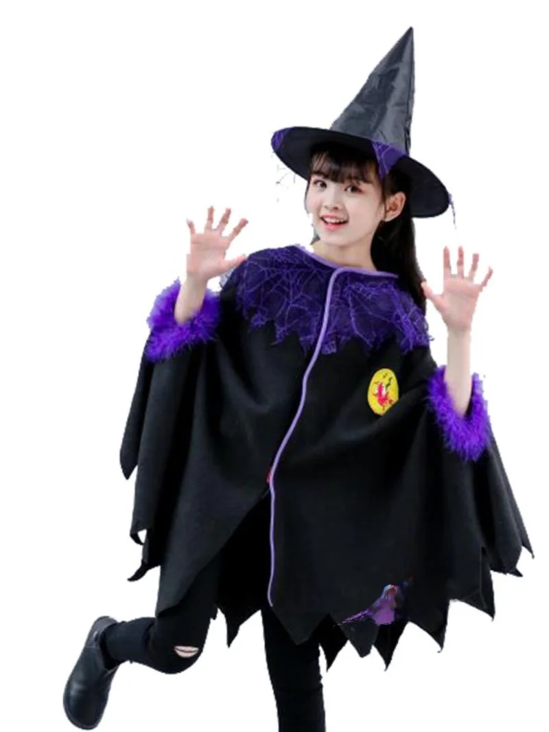 Halloween Kinderkostüm Mädchen Hexenrobe Cosplay Hexenkleidung Zauberer Rollenspielkleidung Fem Kleinkind Dr