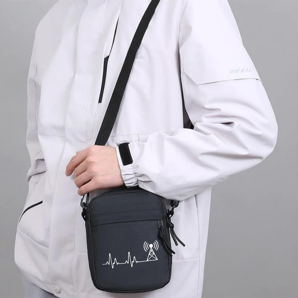 Signal wave tower heartbeat radio Men Crossbody Bag Single Shoulder Women Cartoon Anime Film Printing Design Unisex view 5