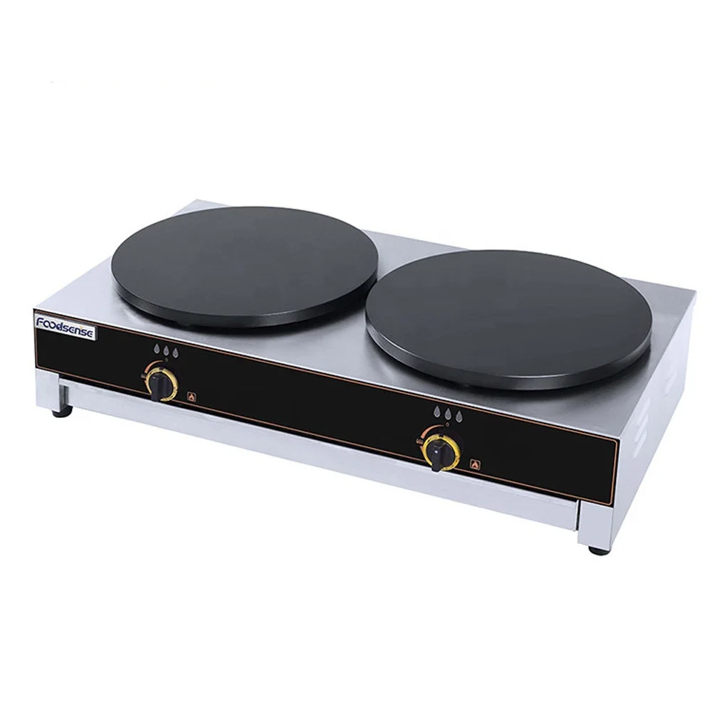 CE Certification 8KW/Hour Double Gas Crepe Maker and Hot Plate,2-Plate Gas Crepe Maker