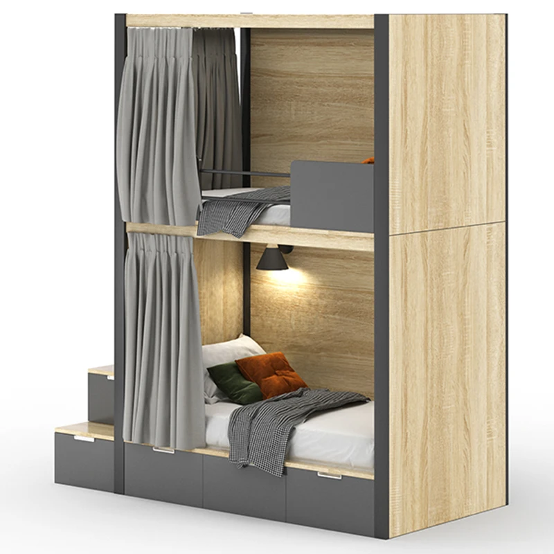 Modern Hotel Apartment Capsule Adult Dormitory Double Bunk Beds Loft Bed With Stairs