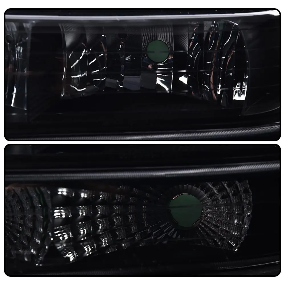 مجموعة المصابيح الأمامية المتوافقة مع تشيفي سيلفرادو 1999 2000 2001 2002 / تناسب كشافات المصد الضواحي تاهو 2000-2006