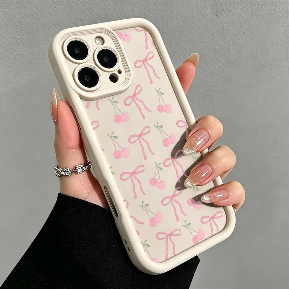 

Exquisite Cherry Pattern Cover For Apple iPhone 17 Air 16 15 14 13 12 11 Mini Plus Pro Max Eye Ladder Phone Case