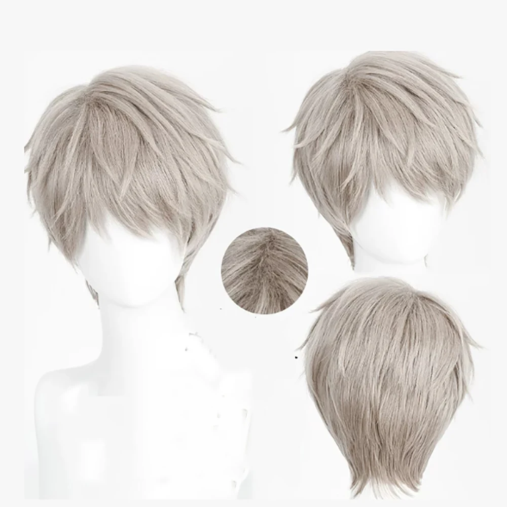 Synthetic Hair Short Light Grey Wig Xavier Cosplay Wig Love and Deepspace Cosplays for Man Cosplays Rose Net