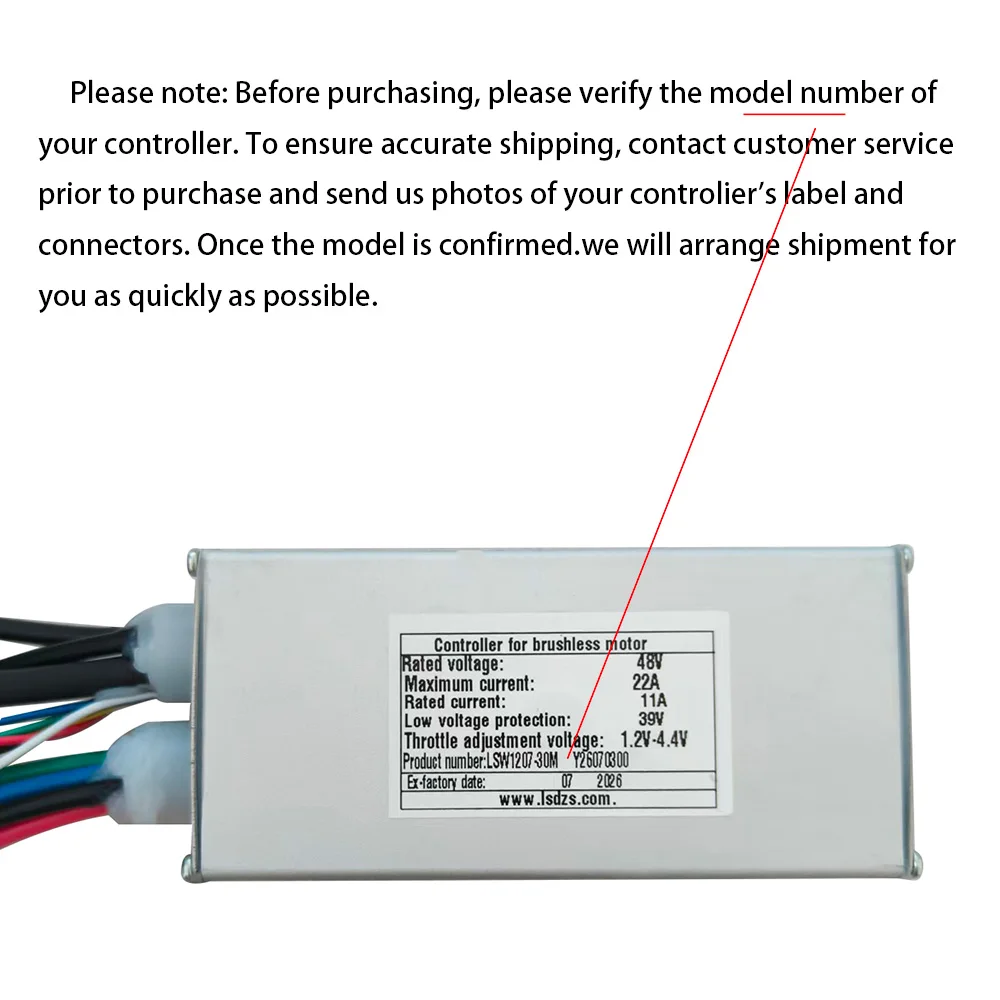 Bürstenloser Motorcontroller LSW1207-30M 48V 11A für E-Bike Elektroroller MTB Zubehör Geschwindigkeitsregler – Detail 1