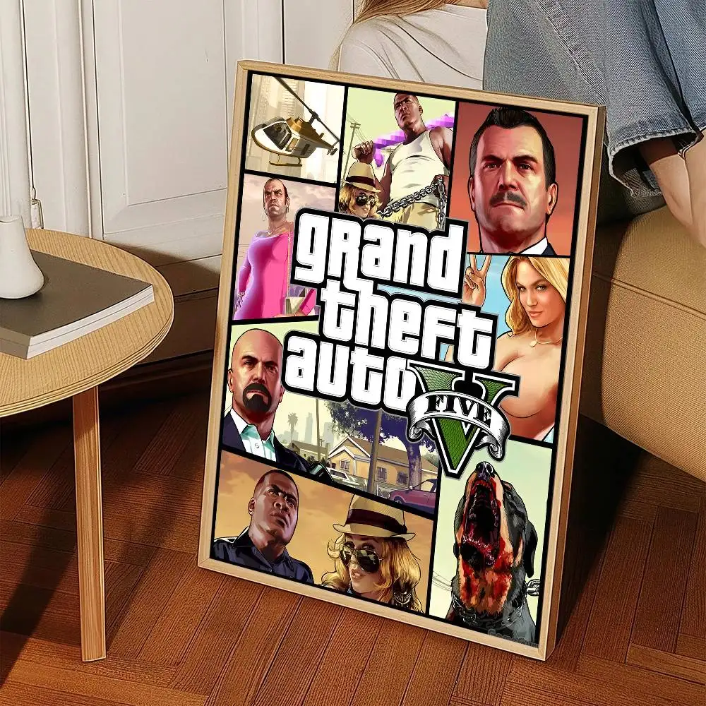 GTA 5 سرقة السيارات الكبرى الكلاسيكية خمر المشارك طباعة لغرفة النوم غرفة المعيشة ديكور المنزل اللوحة جدار الفن HD صورة جدارية #6