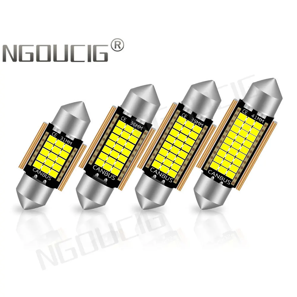 NGOUCIG 2PCS Highlight C5W Lamp C10W Festoon Led SV8.5 31mm 36mm Dome Light Car Interior Reading Trunk Signal 39mm 41mm Bulb